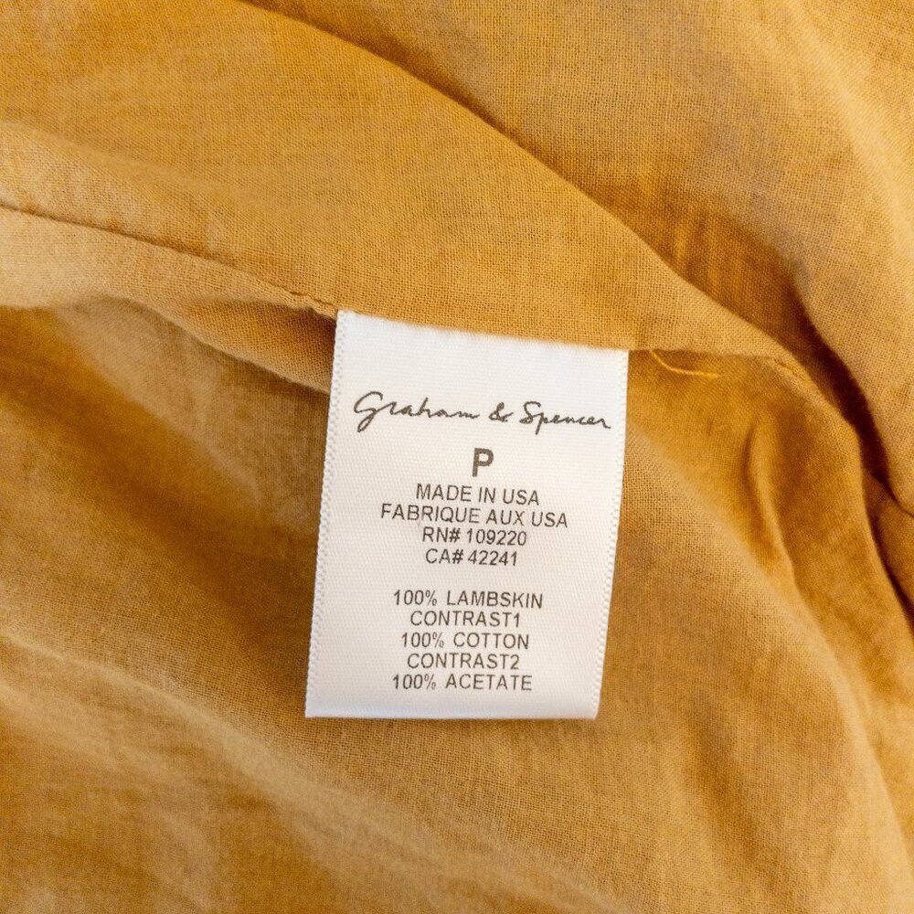 Graham & Spencer 100% Lambskin Leather Drape Jacket | Size P | Tan | Made in USA - Picture 4 of 6